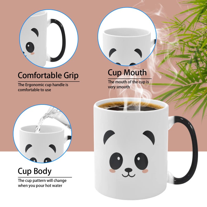 Caliamary Heat Changing Mug, Funny Panda Color Changing Ceramic Coffee Mug,11 oz Heat Sensitive Magic Cup Xmas Gift for Mom Sisters Girlfriends Friends, Cute Birthday Christmas Gift for Women Men Kids - Image 3